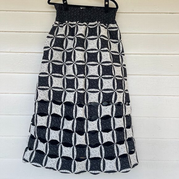 SEA New York Catalina Calico Quilted Midi Skirt, Cutout/Patchwork, Size Small - Picture 1 of 5